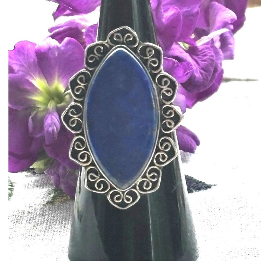 925 Silver Lapis Lazuli Ring  Size 7.5